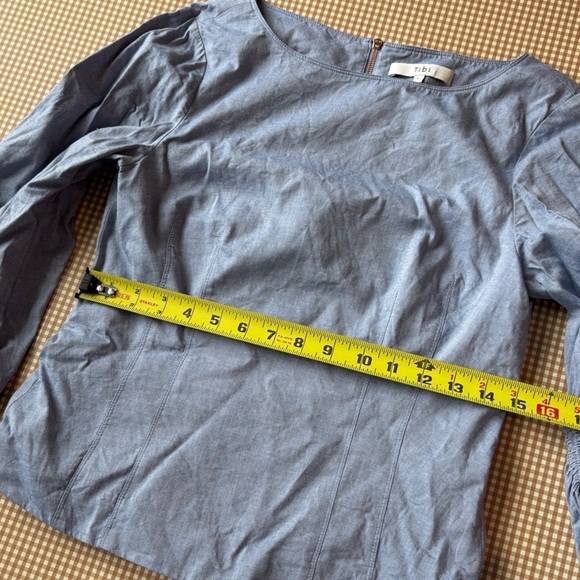 TIBI Women’s size 6 shirt top ruched sleeve. Back zipper. Cotton - Picture 10 of 14